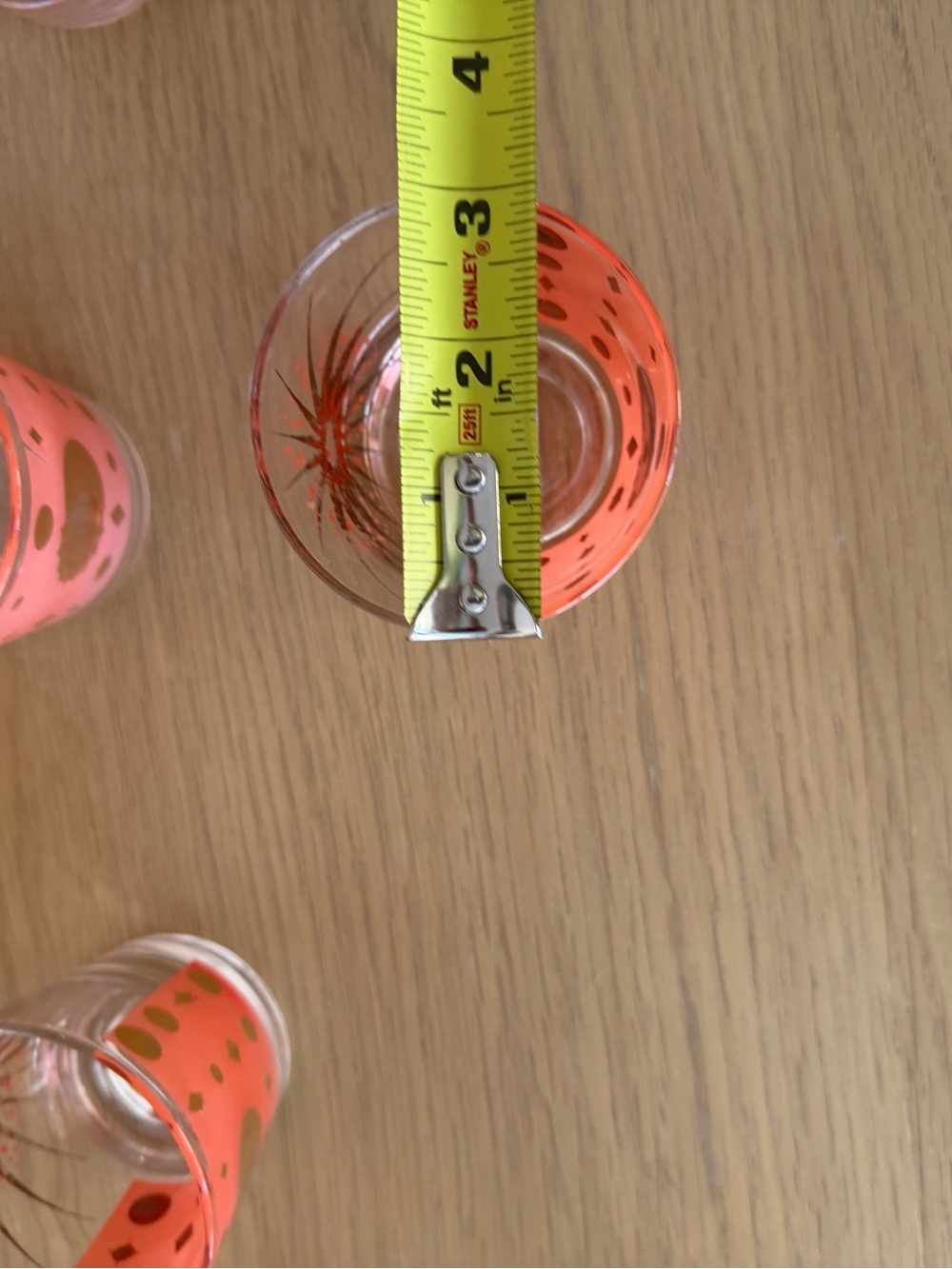 Gold Motif mid century Coral Shot Glass Set - Picture 3 of 7